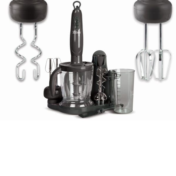 Set blender cu cana si accesorii, 700W, doua viteze, otel inoxidabil