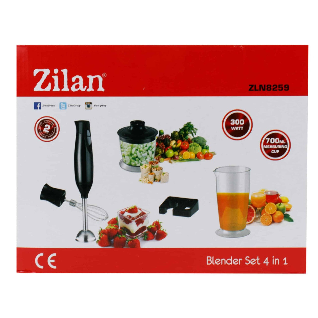 Set blender manual 4 in 1 cu suport perete, tocator, 300W, negru