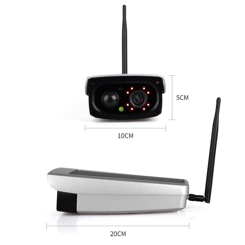 Set Camera Supraveghere de Exterior, cu Panou Solar si WIFI, 1080P HD, 2 MP, IP 65, Slot TF Card, PIR, IR, Carcasa Metalica, Antena, Suport Montare, Gri si Boxa Centenar BT-85
