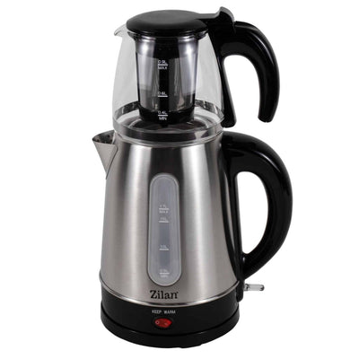 Set cana fierbator electric 1.7L + ceainic sticla 0.9L, 2200W, inox-sticla