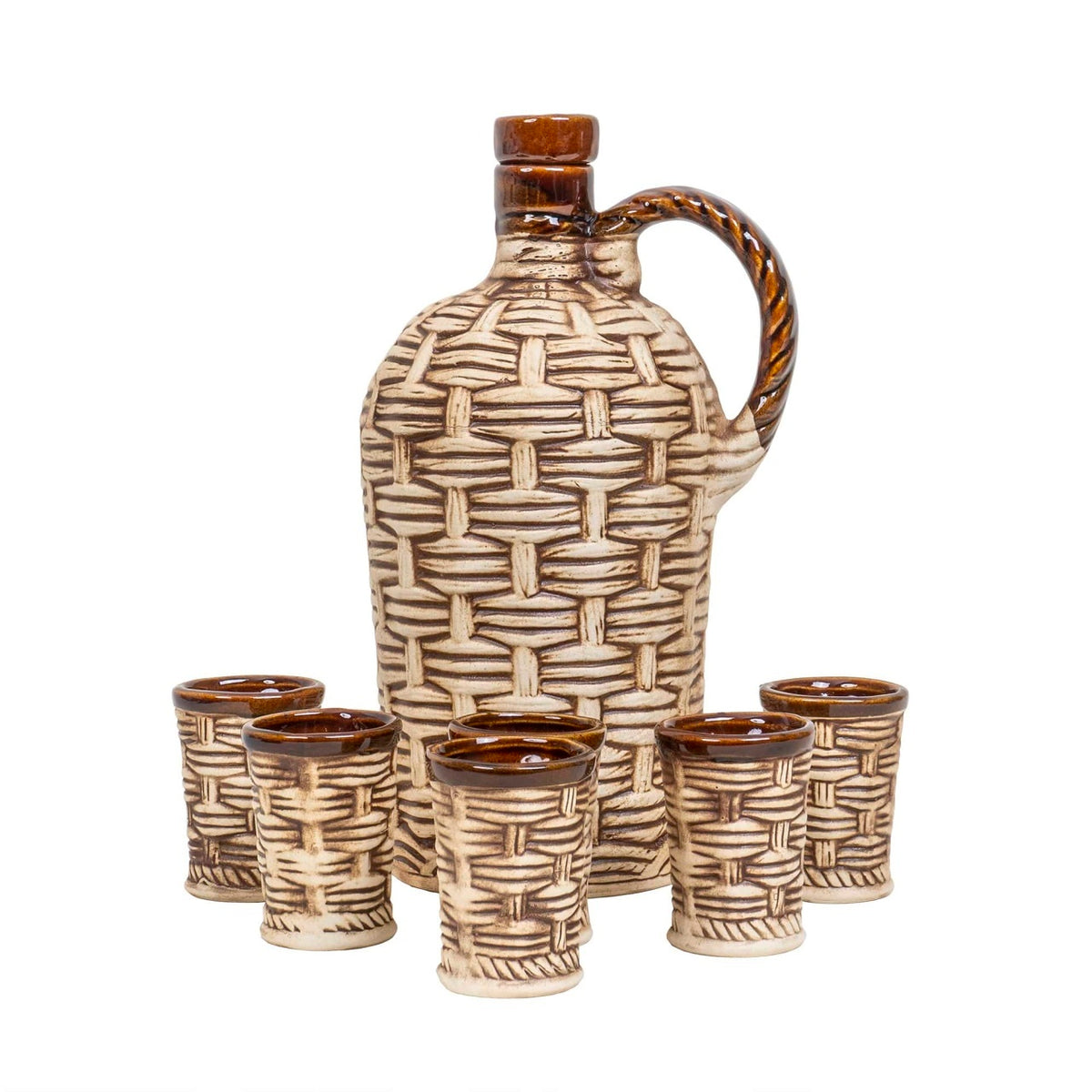 Set ceramic 6 pahare si ulcior 1.5L, capacitate pahar 100ml