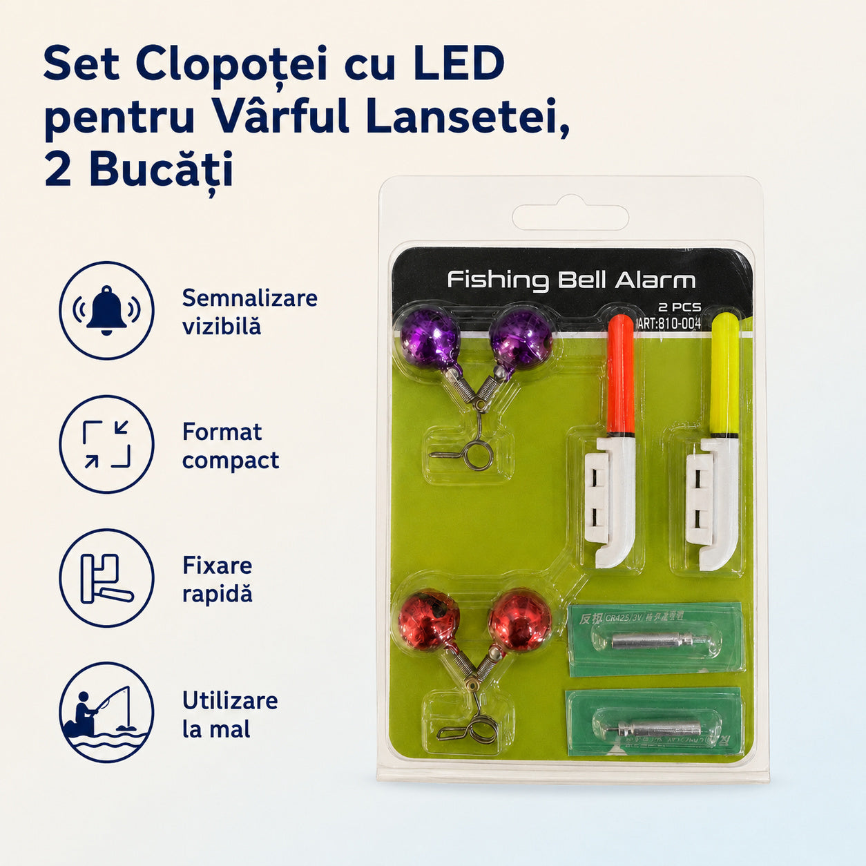 Set Clopoței cu LED pentru Vârful Lansetei, 2 Bucăți – caracteristici
