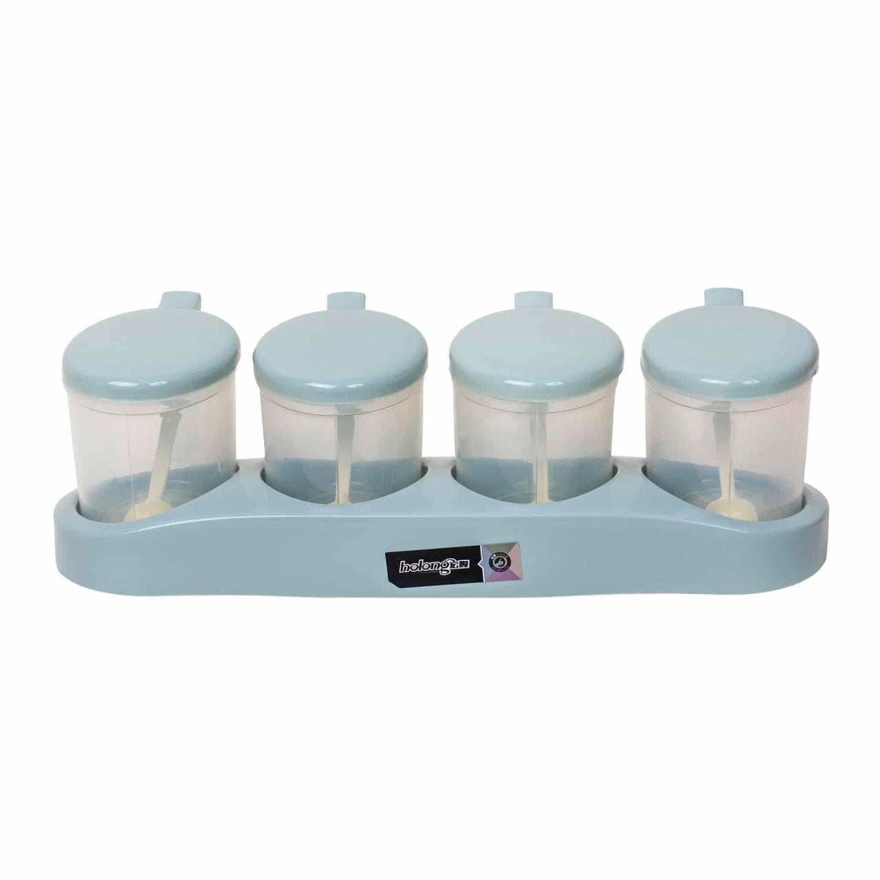 Set condimente 4 recipiente cu suport din plastic, usor de utilizat