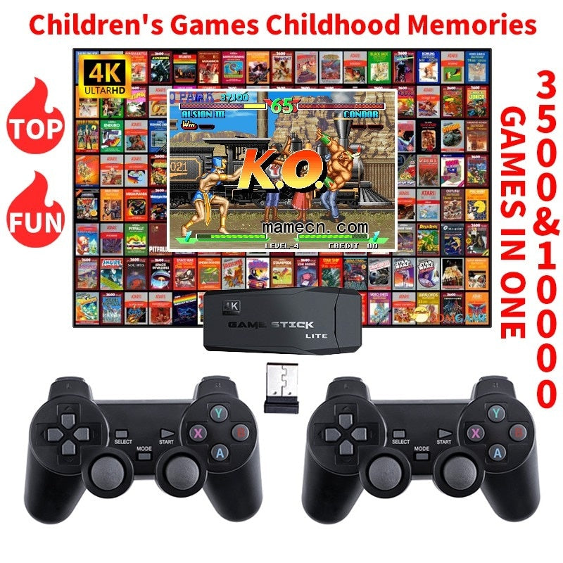 Set Consola gaming 4K retro 2x controller wireless dual 2,4G, stick jocuri video plug-and-play, HDMI, USB