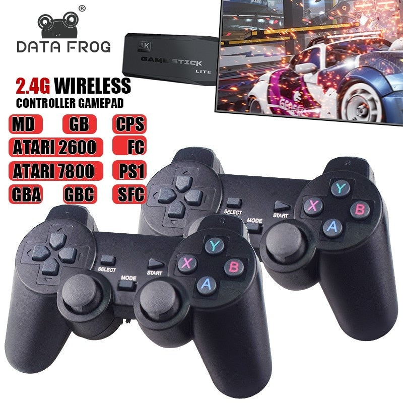 Set Consola gaming 4K retro 2x controller wireless dual 2,4G, stick jocuri video plug-and-play, HDMI, USB