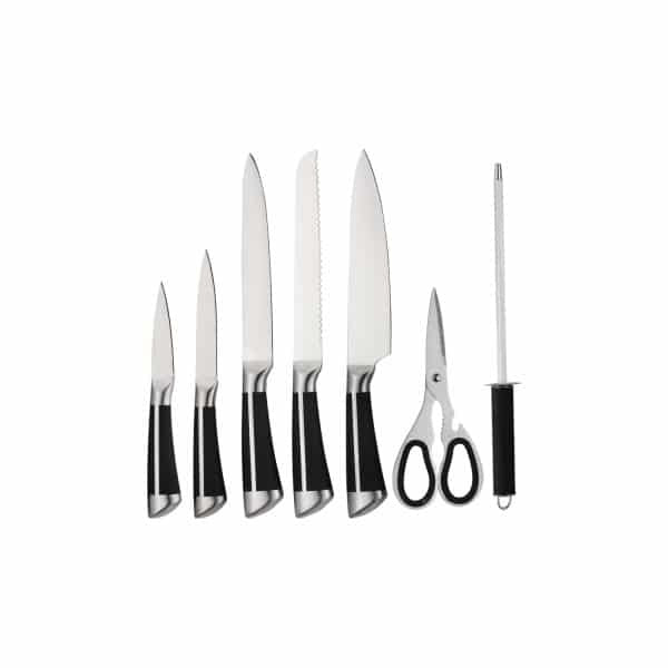 Set cutite 8 piese otel inoxidabil cu suport rotativ acrilic