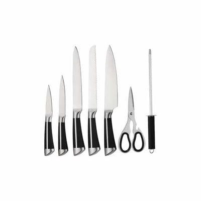 Set cutite 8 piese otel inoxidabil cu suport rotativ acrilic