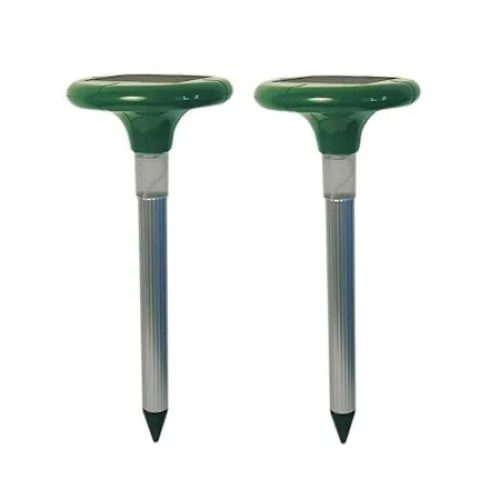 Set de 2 aparate antidaunatori, cartite, cu incarcare solara, fixare in pamant cu tarus, verde