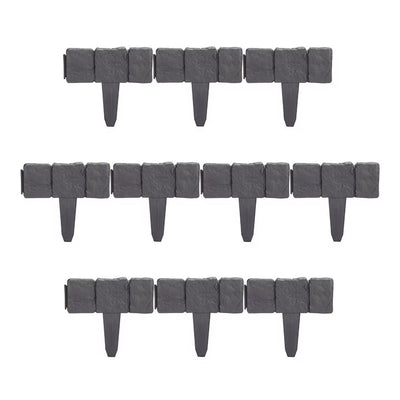 Set de borduri pentru gradina, cu 10 piese, dimensiuni 23 x 25 x 2 cm, cu aspect de piatra, flexibile, gri