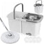 Set de curatenie, galeata cu mop, cuva si tija din inox reglabila pe inaltime, cuva de stoarcere din inox, galeata detasabila, alb