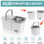 Set de curatenie, galeata cu mop, cuva si tija din inox reglabila pe inaltime, cuva de stoarcere din inox, galeata detasabila, alb