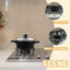 Set de gatit cu 13 piese, oale, cratite, tigaie antiaderenta si ustensile de bucatarie, rezistenta termica ridicata, design ergonomic, negru