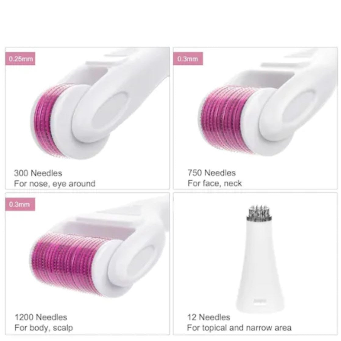 Set dermaroller FOXMAG24® pentru masaj facial, regenerare, diminuare riduri, exfoliere si purificare, 6 piese