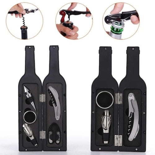 Set desfacator de vin, FOXMAG24, cu 5 accesorii din metal