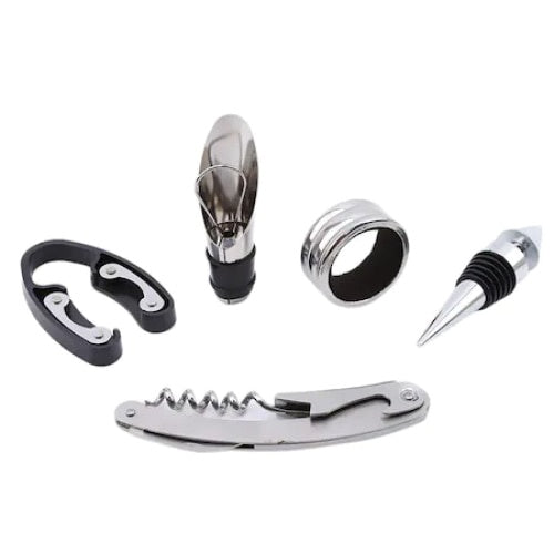 Set desfacator de vin, FOXMAG24, cu 5 accesorii din metal
