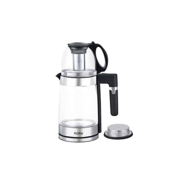 Set fierbator electric si ceainic argintiu, 1500W, capacitate 1.8L si 1.2L