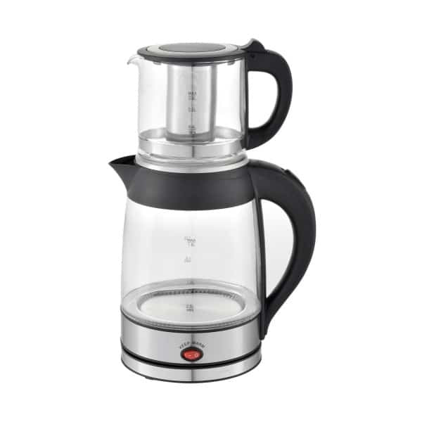 Set fierbator electric si ceainic argintiu, 2200W, capacitate 1.8L + 0.8L, control digital