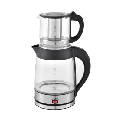 Set fierbator electric si ceainic argintiu, 2200W, capacitate 1.8L + 0.8L, control digital