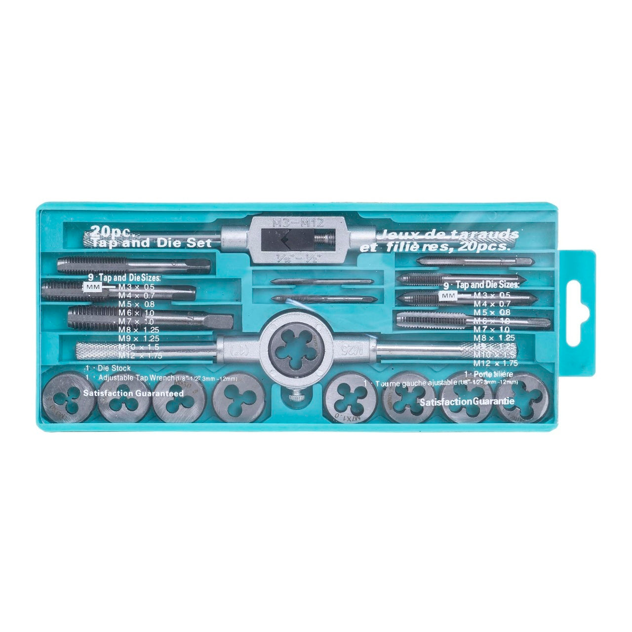 Set filiera si tarozi, 20 piese, M3-M12, port filiera 1/8""-1/2"", port tarod 3-12 mm