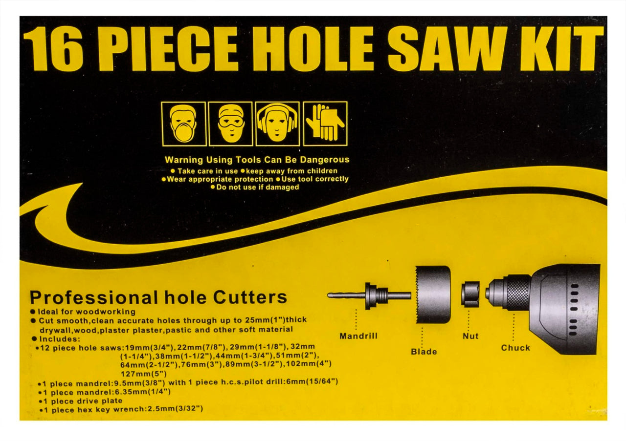 Set freza 16 piese pentru gaurit lemn, otel – Hobby si semiprofesional