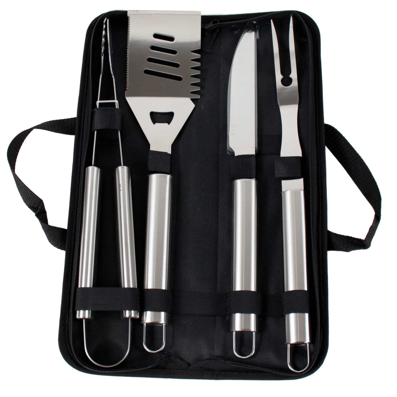 Set gratar 4 accesorii inox cu borseta pentru depozitare usoara