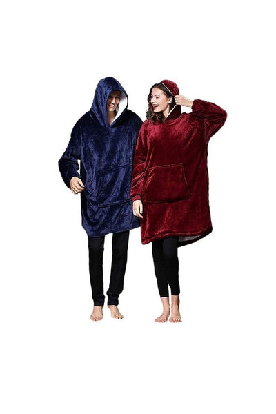 Set hanorace, huggle hoodie ultra plush, albastru, rosu, unisex, 2 buc, universal
