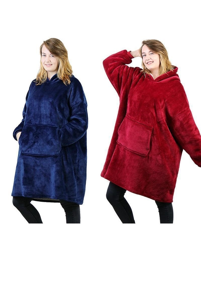 Set hanorace, huggle hoodie ultra plush, albastru, rosu, unisex, 2 buc, universal