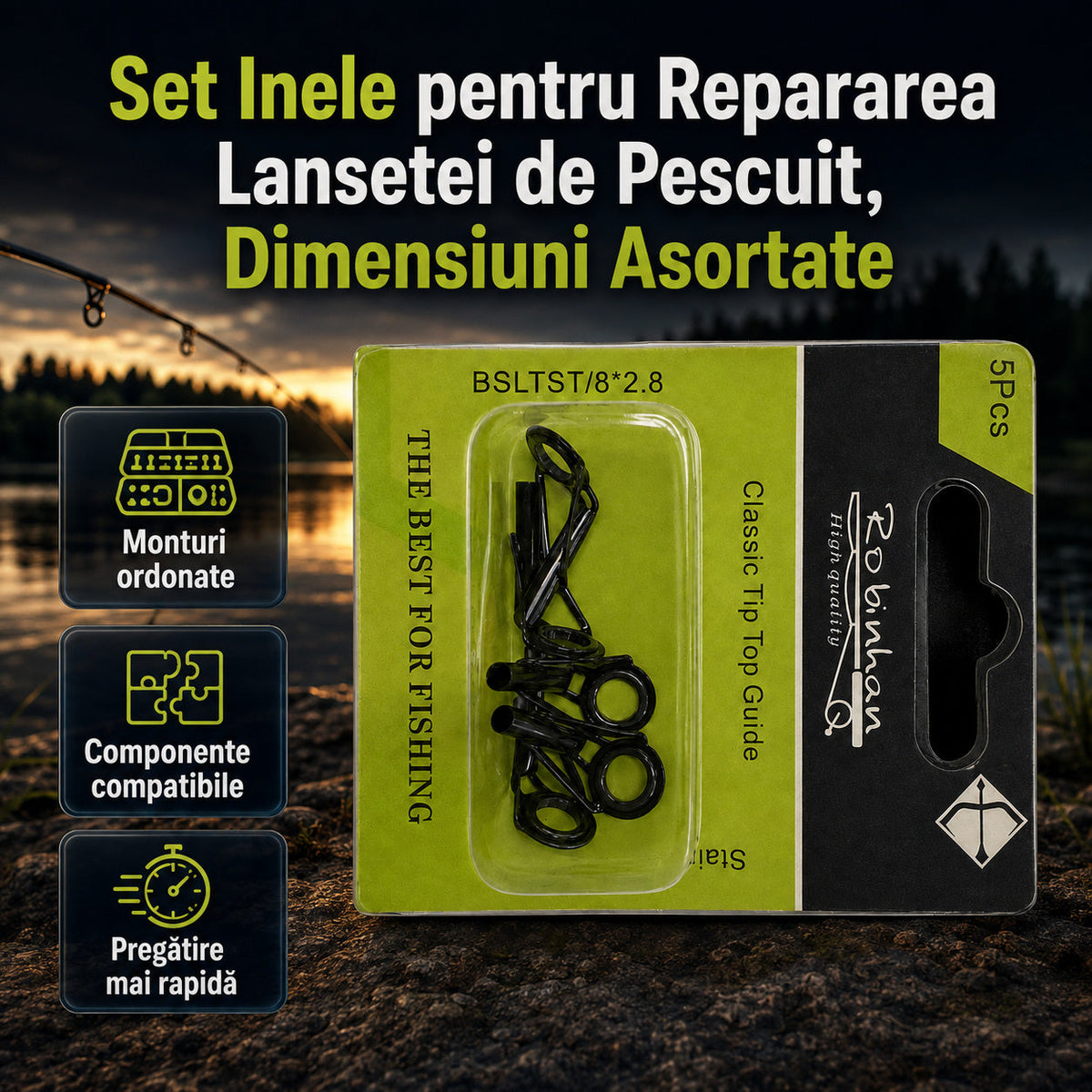 Set Inele pentru Repararea Lansetei de Pescuit, Dimensiuni Asortate – imagine principală promoțională