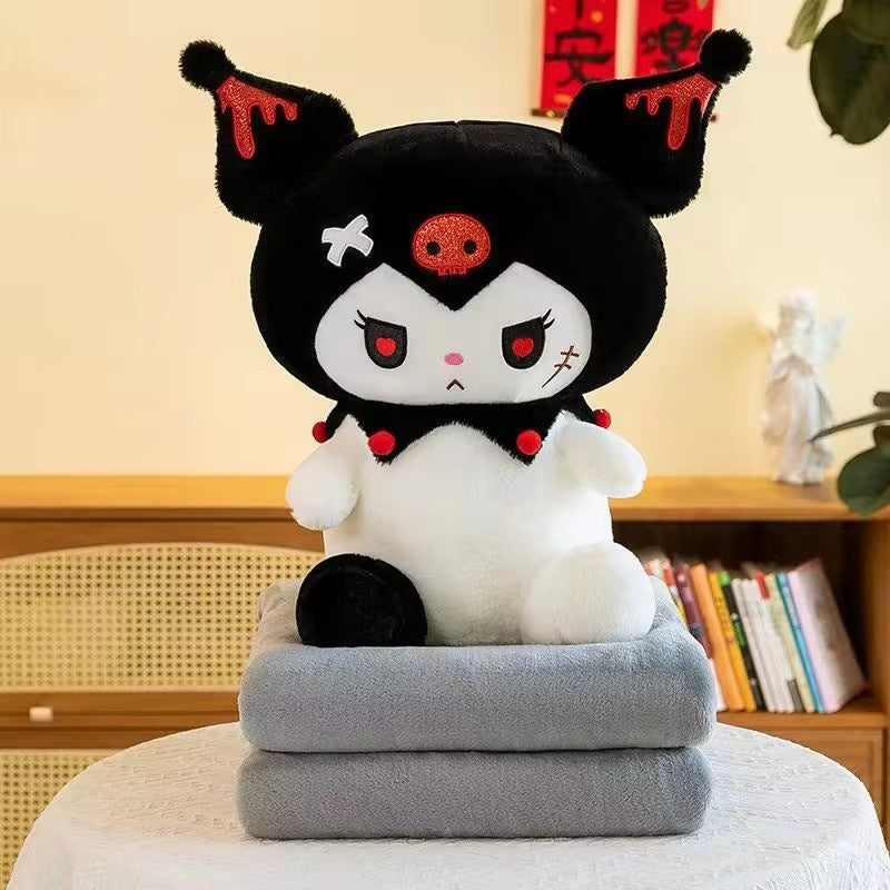 Set jucarie de plus si patura, Kuromi, 50 cm, seria Hello Kitty Sanrio