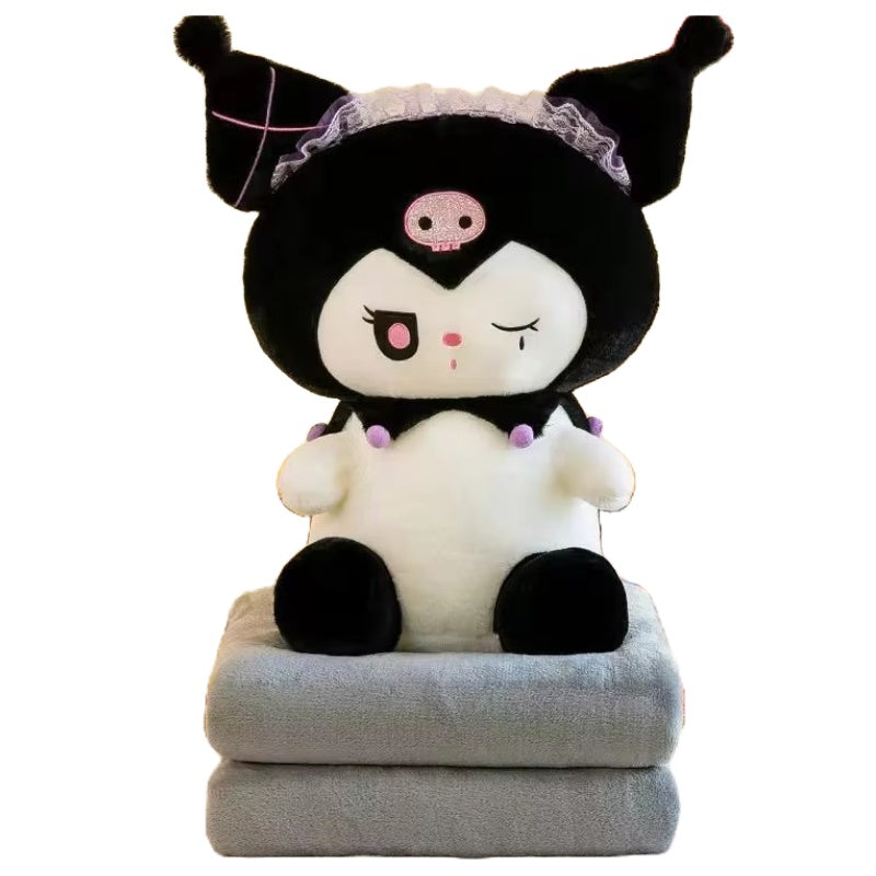 Set jucarie de plus si patura, Kuromi, seria Hello Kitty Sanrio, 50 cm