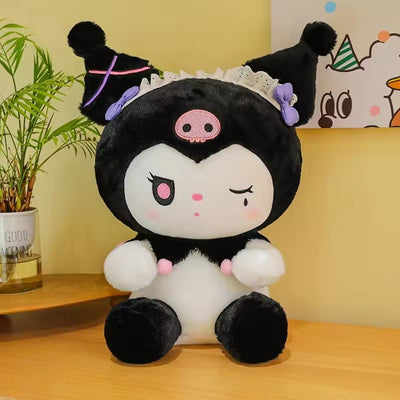 Set jucarie de plus si patura, Kuromi, seria Hello Kitty Sanrio, 50 cm
