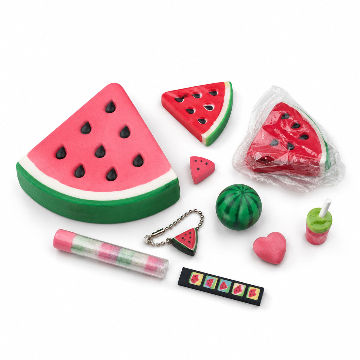 Set Jucărie Squishy Pepene cu Accesorii, Roz-Verde – imagine principală