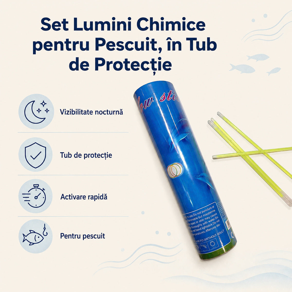Set Lumini Chimice pentru Pescuit, în Tub de Protecție – caracteristici și beneficii