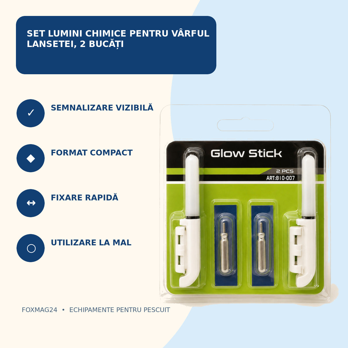 Set Lumini Chimice pentru Vârful Lansetei, 2 Bucăți – caracteristici