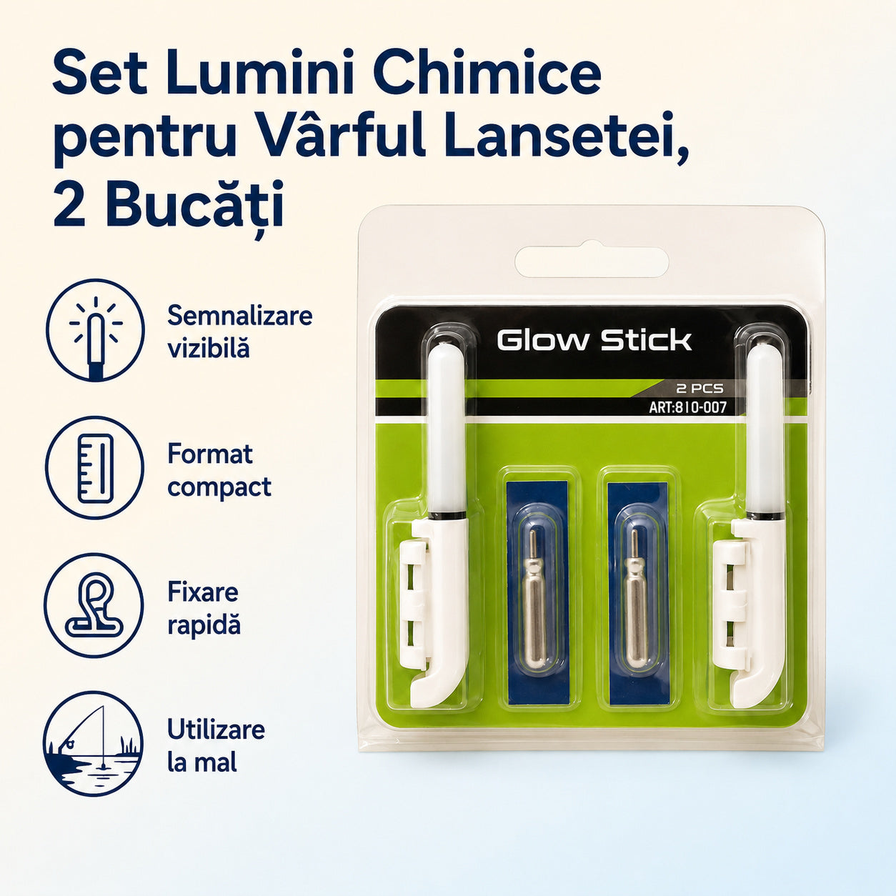 Set Lumini Chimice pentru Vârful Lansetei, 2 Bucăți – caracteristici