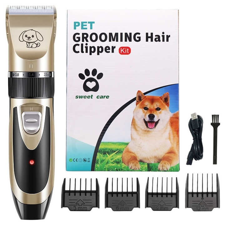 Set Masina de Tuns Animale - Caini & Pisici, Aparat Profesional, 5 Trepte, Lame Lavabile, Silentios, Reincarcabil, Fara Fir