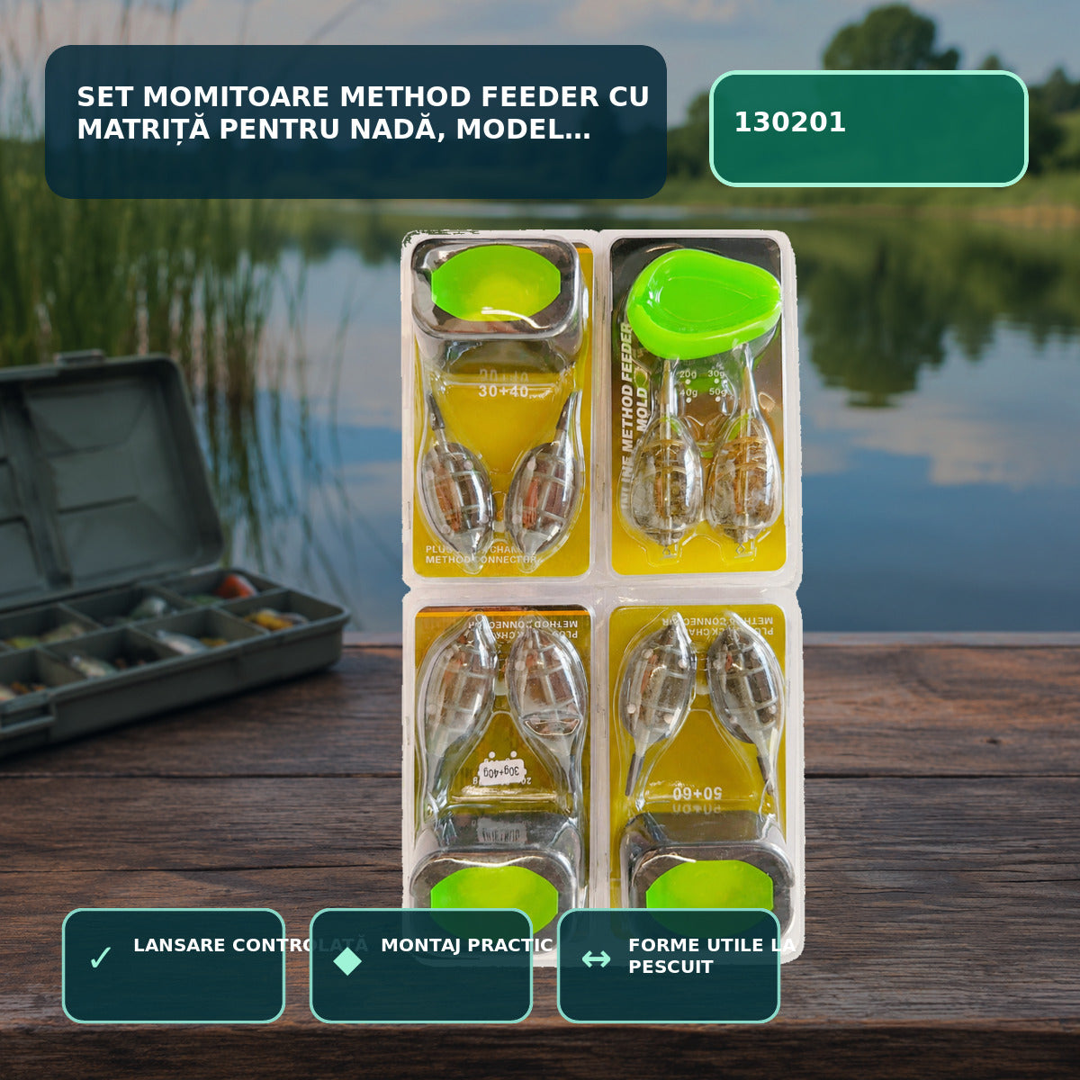 Set Momitoare Method Feeder cu Matriță pentru Nadă, Model 130201 – imagine principală