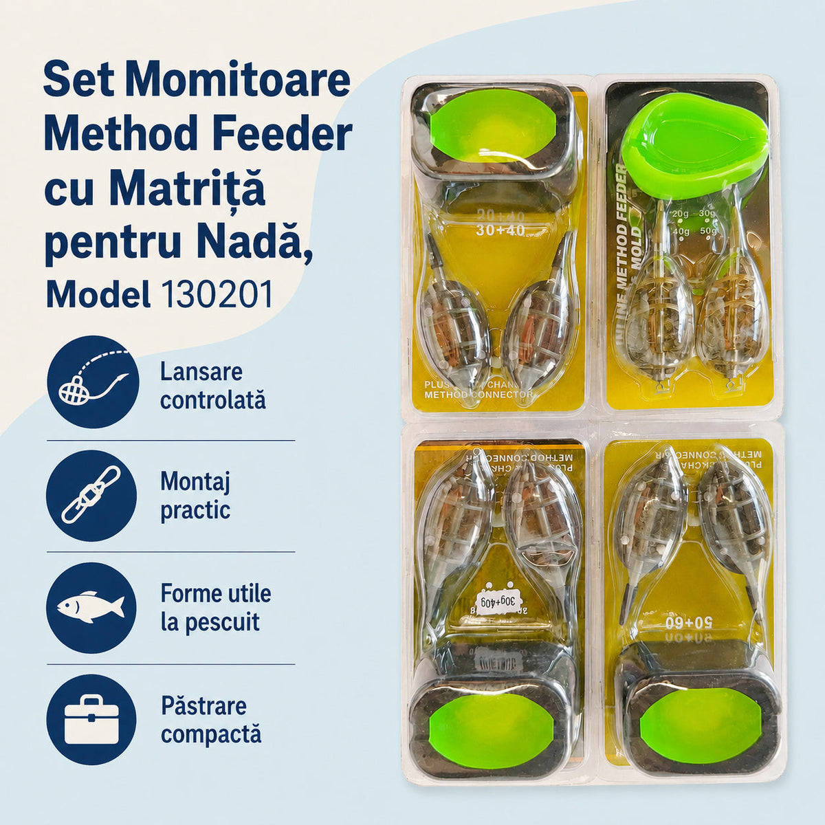 Set Momitoare Method Feeder cu Matriță pentru Nadă, Model 130201 – caracteristici și beneficii