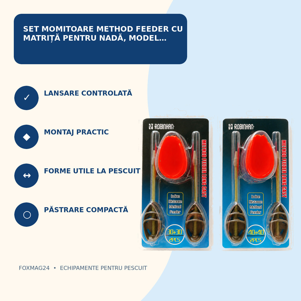 Set Momitoare Method Feeder cu Matriță pentru Nadă, Model 130202 – caracteristici