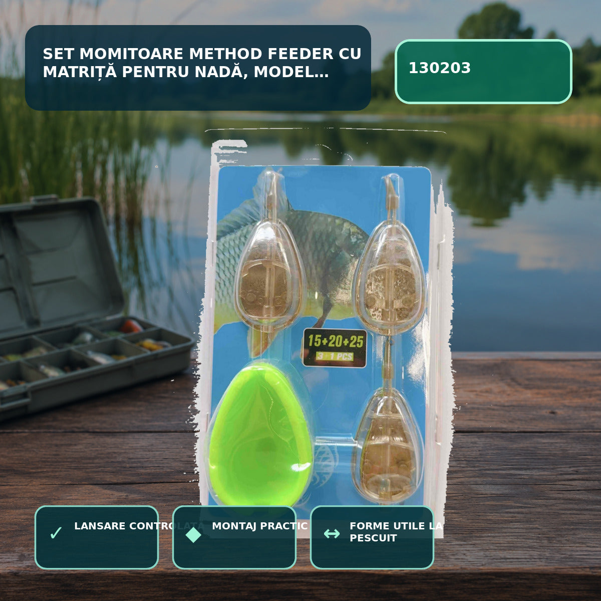 Set Momitoare Method Feeder cu Matriță pentru Nadă, Model 130203 – imagine principală