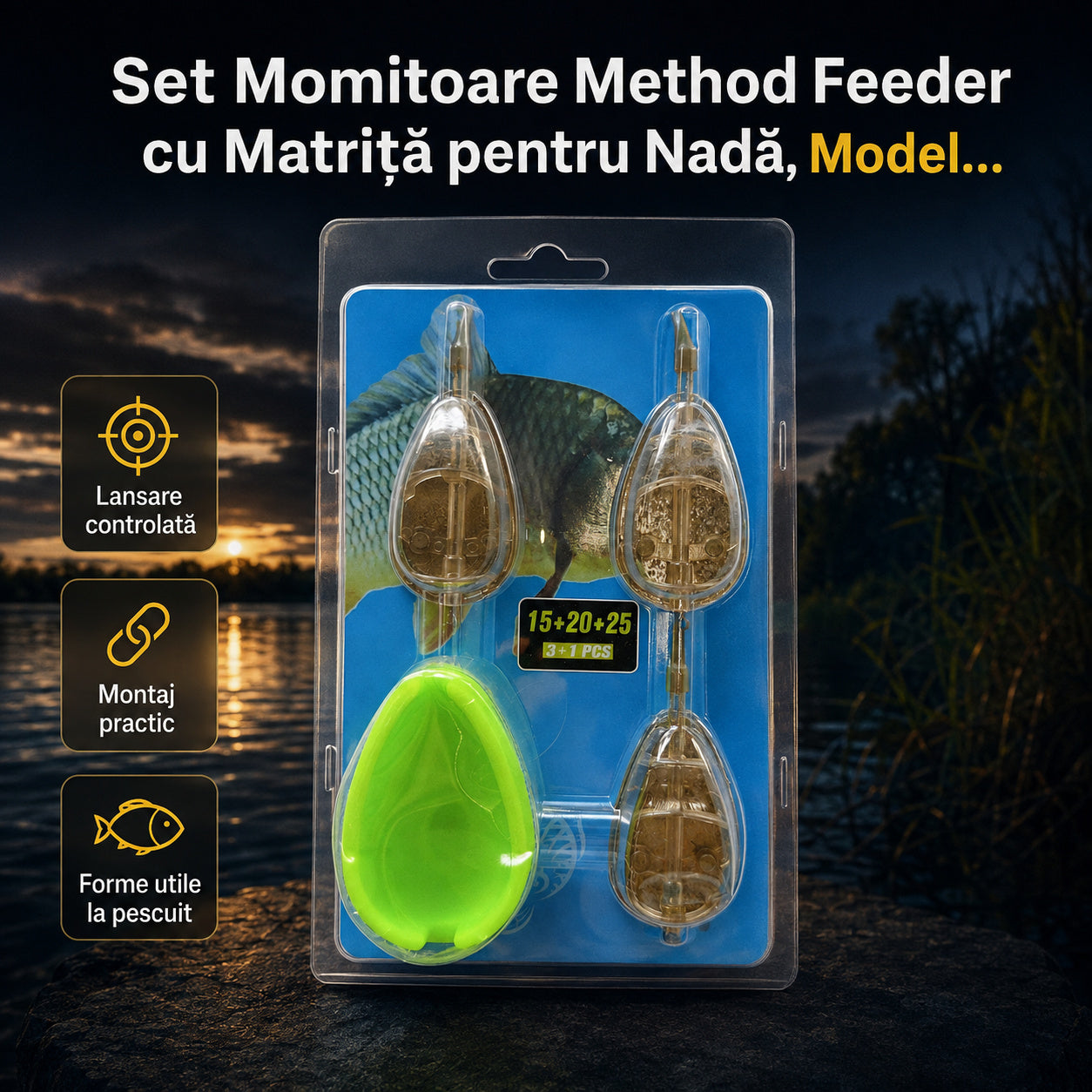 Set Momitoare Method Feeder cu Matriță pentru Nadă, Model 130203 – imagine principală