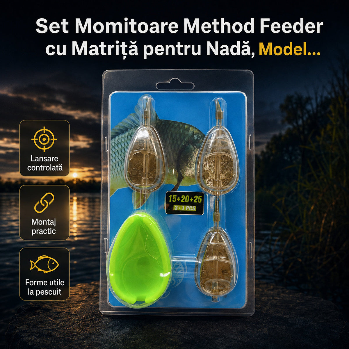 Set Momitoare Method Feeder cu Matriță pentru Nadă, Model 130203 – imagine principală promoțională