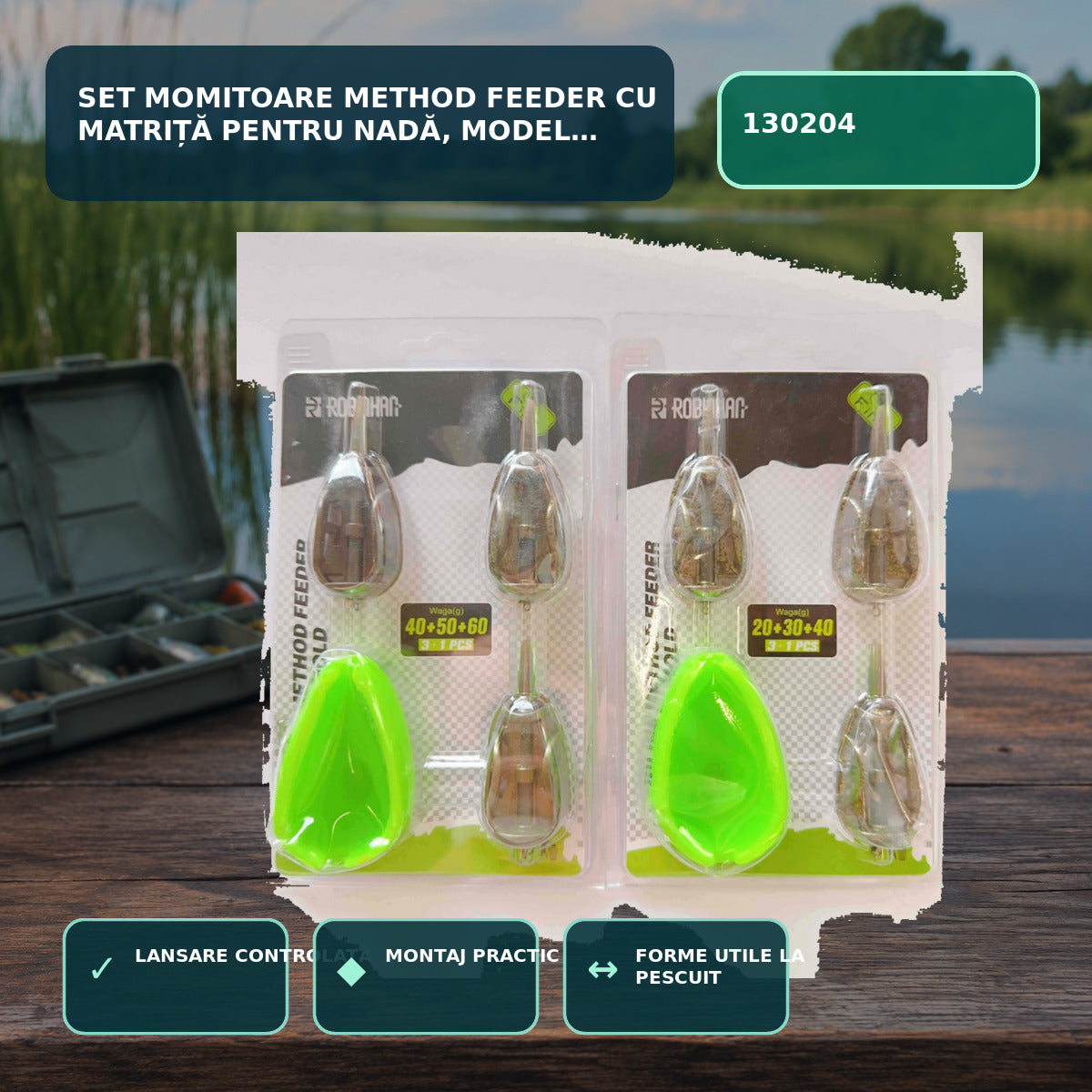 Set Momitoare Method Feeder cu Matriță pentru Nadă, Model 130204 – imagine principală