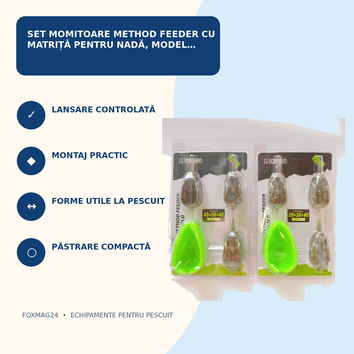 Set Momitoare Method Feeder cu Matriță pentru Nadă, Model 130204 – caracteristici