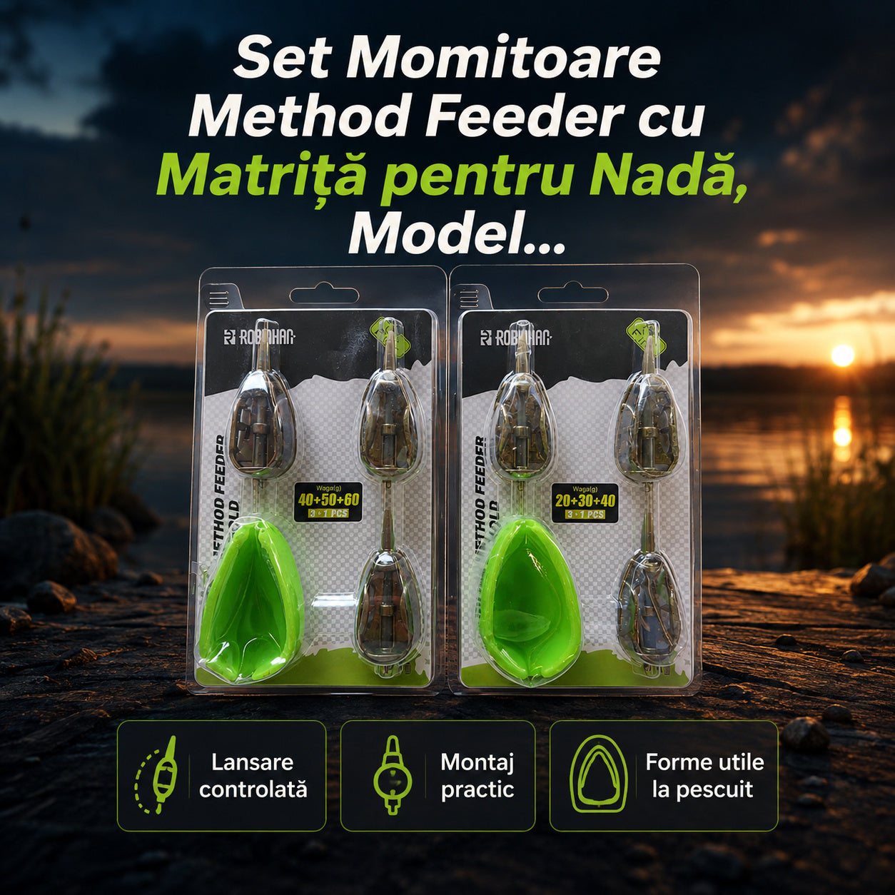 Set Momitoare Method Feeder cu Matriță pentru Nadă, Model 130204 – imagine principală