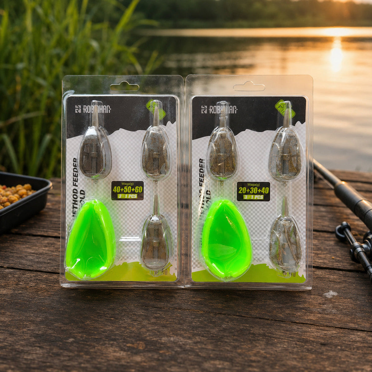 Set Momitoare Method Feeder cu Matriță pentru Nadă, Model 130204 – imagine comercială în ambient