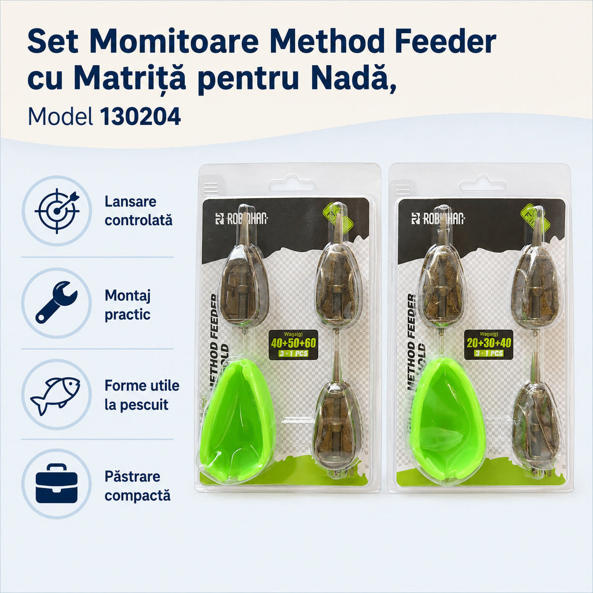 Set Momitoare Method Feeder cu Matriță pentru Nadă, Model 130204 – caracteristici și beneficii
