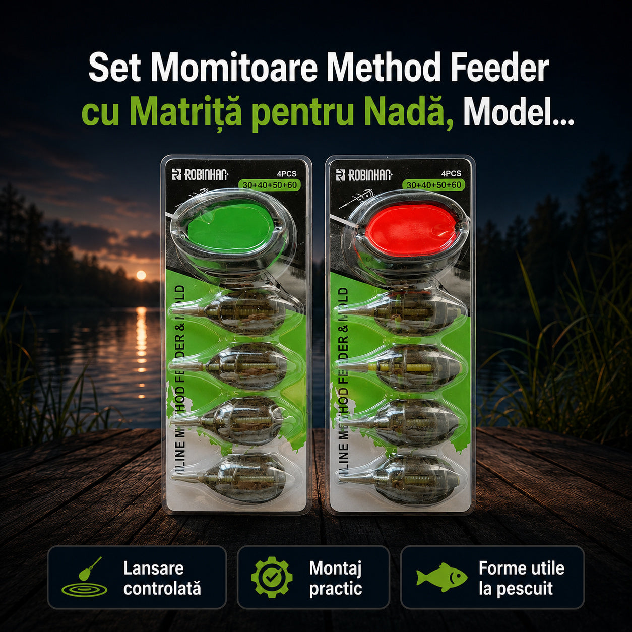 Set Momitoare Method Feeder cu Matriță pentru Nadă, Model 130205 – imagine principală