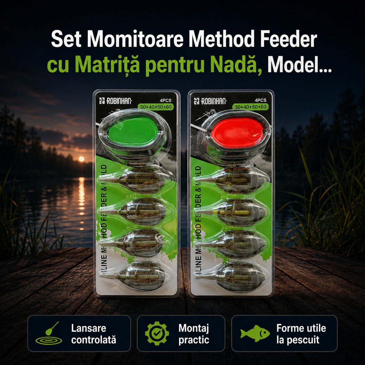 Set Momitoare Method Feeder cu Matriță pentru Nadă, Model 130205 – imagine principală promoțională