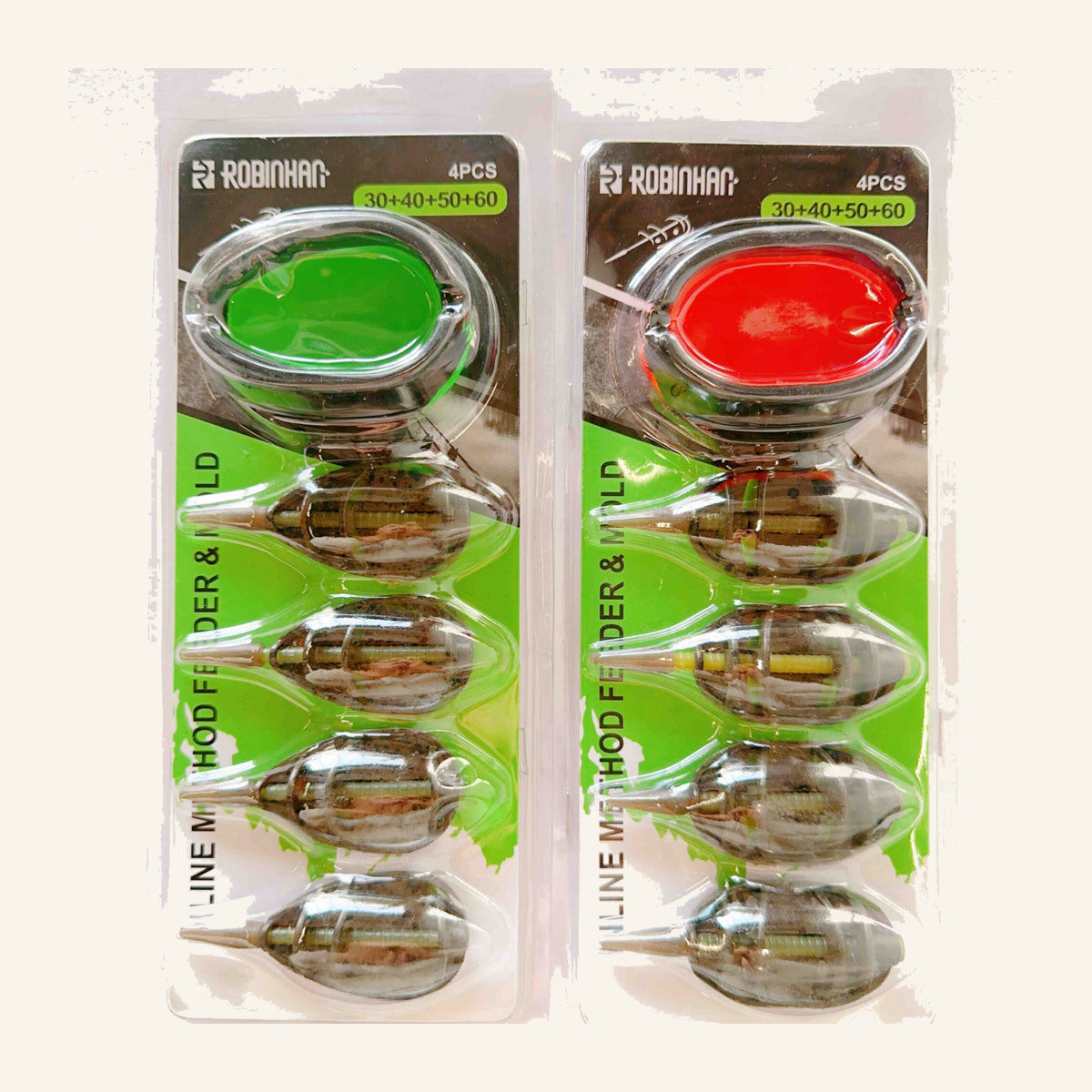 Set Momitoare Method Feeder cu Matriță pentru Nadă, Model 130205 – imagine de catalog pe fundal alb cald